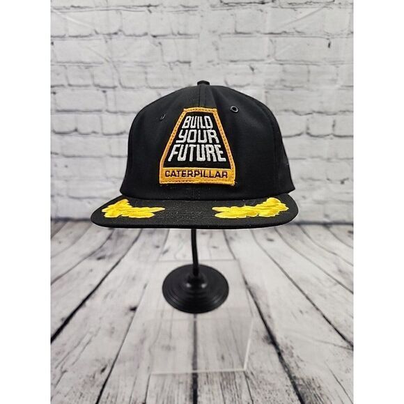 NOS CAT Caterpillar Build Your Future Snapback Trucker Hat Scrambled Eggs Patch - Picture 1 of 8